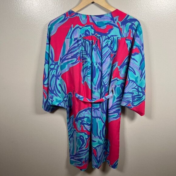 Lilly Pulitzer Wilda Caftan Dress Size Small Pink Sway Beaded Tropical Vacation - Picture 3 of 12